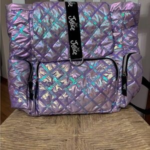 NWOT Justice Shimmering Purple Quilted Backpack